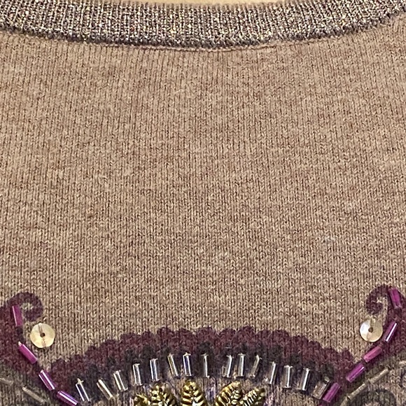 Zenergy by Chico's Cotton-Cashmere Blend Jeweled Owl Top Shirt Sweater Sz XL VGC - Picture 3 of 9